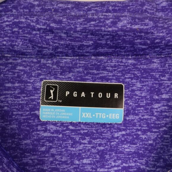 PGA Tour Polo Golf Shirt Mens XXL Purple Striped Short Sleeve - Picture 5 of 6